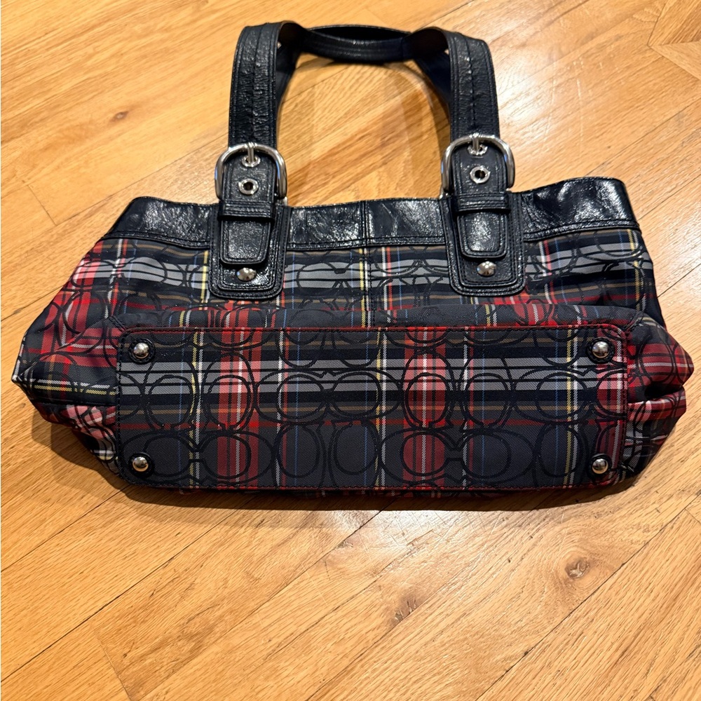 Coach Black and Red Plaid Shoulder Bag - Picture 4 of 9
